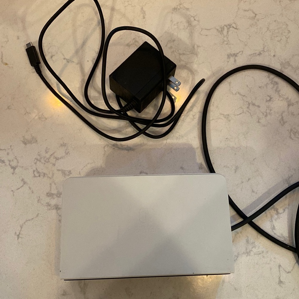Nintendo switch white charging base with cables